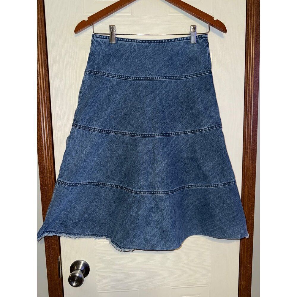 Boden Raw Hem Denim MIDI Skirt Size 8